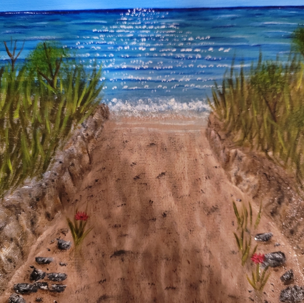 Seascape Pathway to Beach Oil Painting - Picture 2 of 3